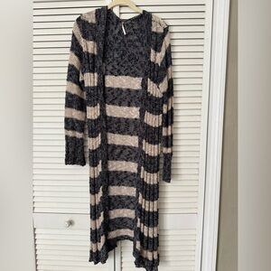 Free People Navy and Cream Knit Cardigan